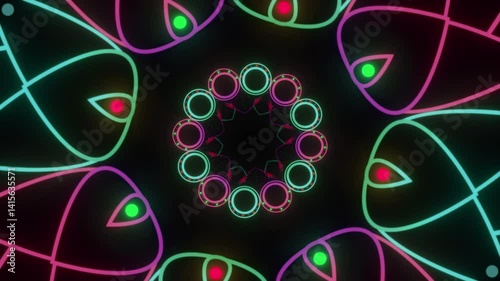 Glowing Psychedelic Looping Mandala Visual with Circle Pulse