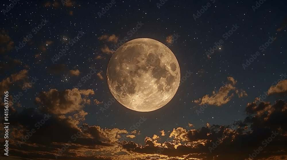 Fototapeta premium Full moon night sky