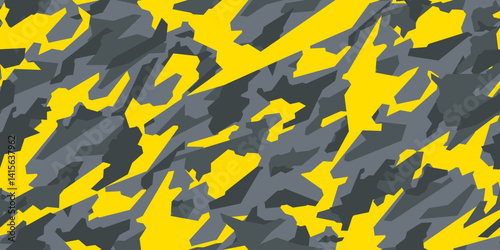 Yellow camouflage pattern. Vector military seamless pattern for army and textiles