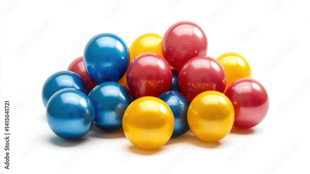 Bright and vibrant balloons grouped together, set against a clean white background for a cheerful look Bright and vibrant balloons grouped together, set against a clean white background for a cheerful look