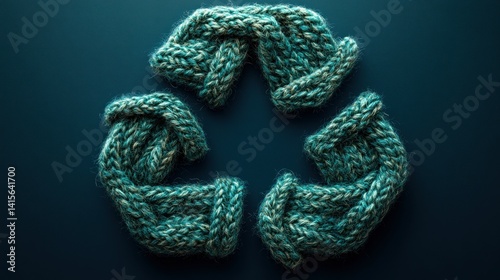 Knitted recycling symbol photo