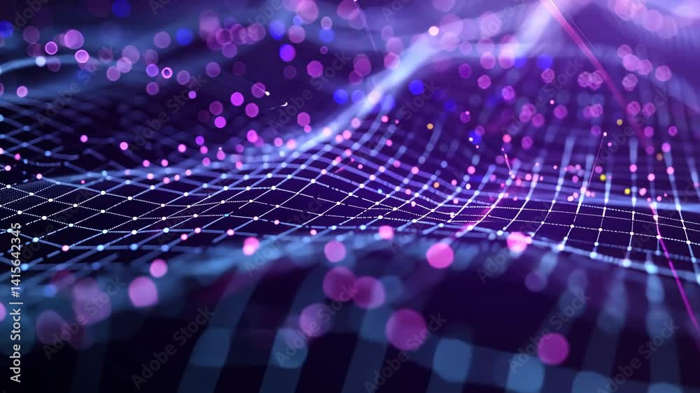 Tiefenwirkung Purpurne Netzwerkpunkt Animation Hintergrundszene