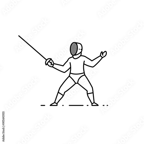 Fencing athlete preparing for a bout in minimalist style  