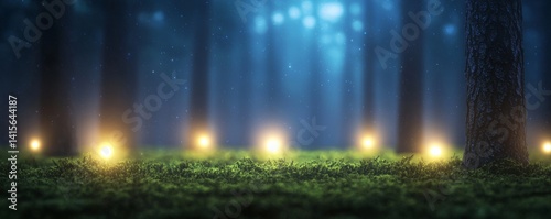 Wallpaper Mural Mystical Forest Glade Glowing Orbs, Night Scene, Fantasy , Magic Torontodigital.ca