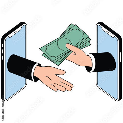 digital payment global finance app isolated vector illustration on white background