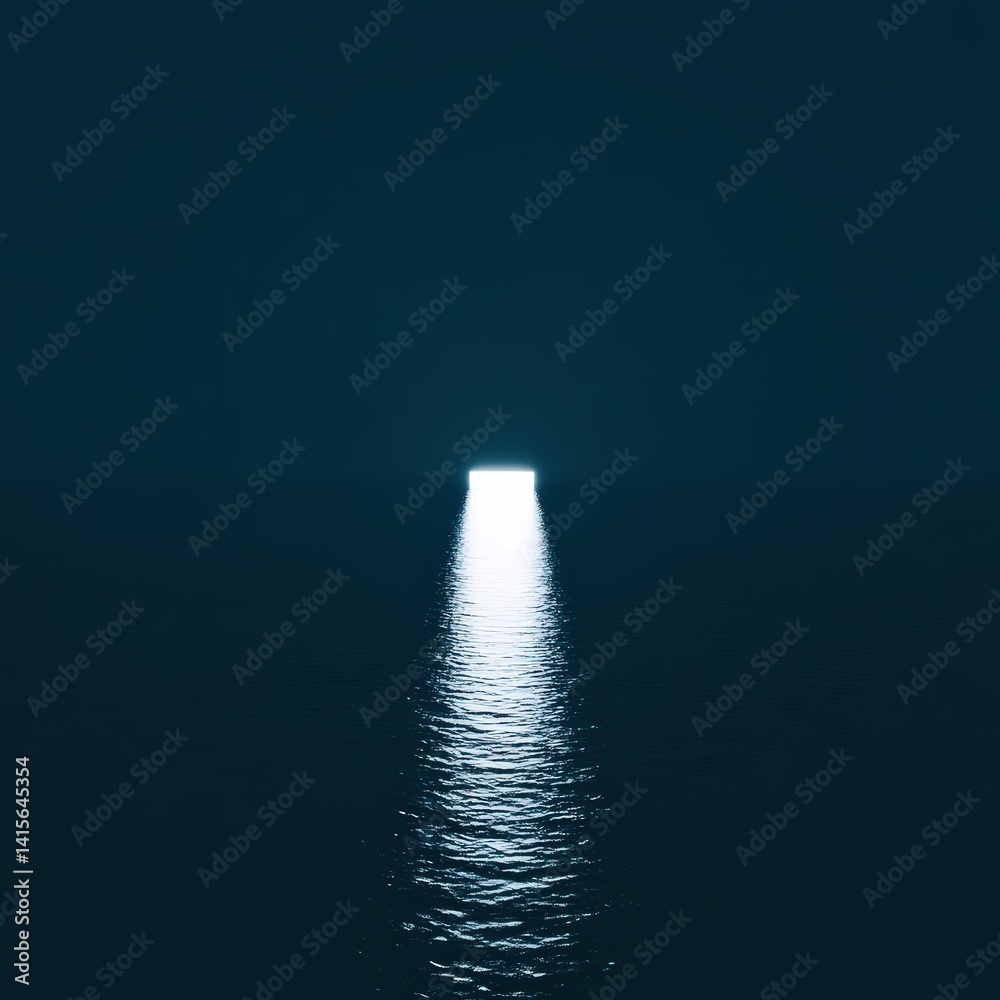 Spiritual sea divide with heavenly light piercing dark water, ultra cinematic feel