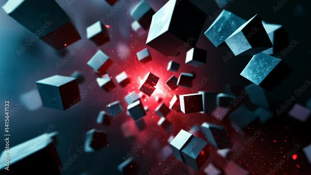 Futuristische Digitale Fragmentierte Kubuspartikel Animation Hintergrundaesthetik