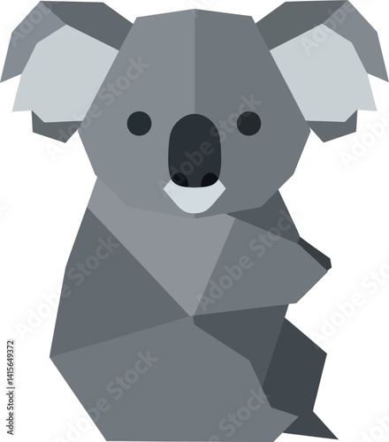 Cute low poly style koala sitting calmly with soft gray shades minimal geometric vector illustration