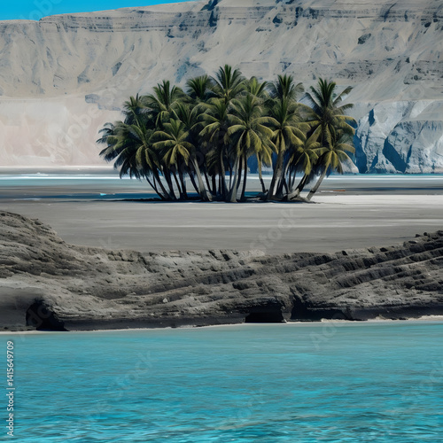 tropical beach with palm trees