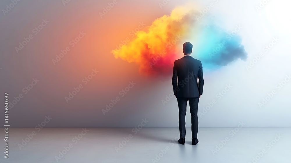 Fototapeta premium Inspiration in the office a businessman's creative ideas through abstract digital environments