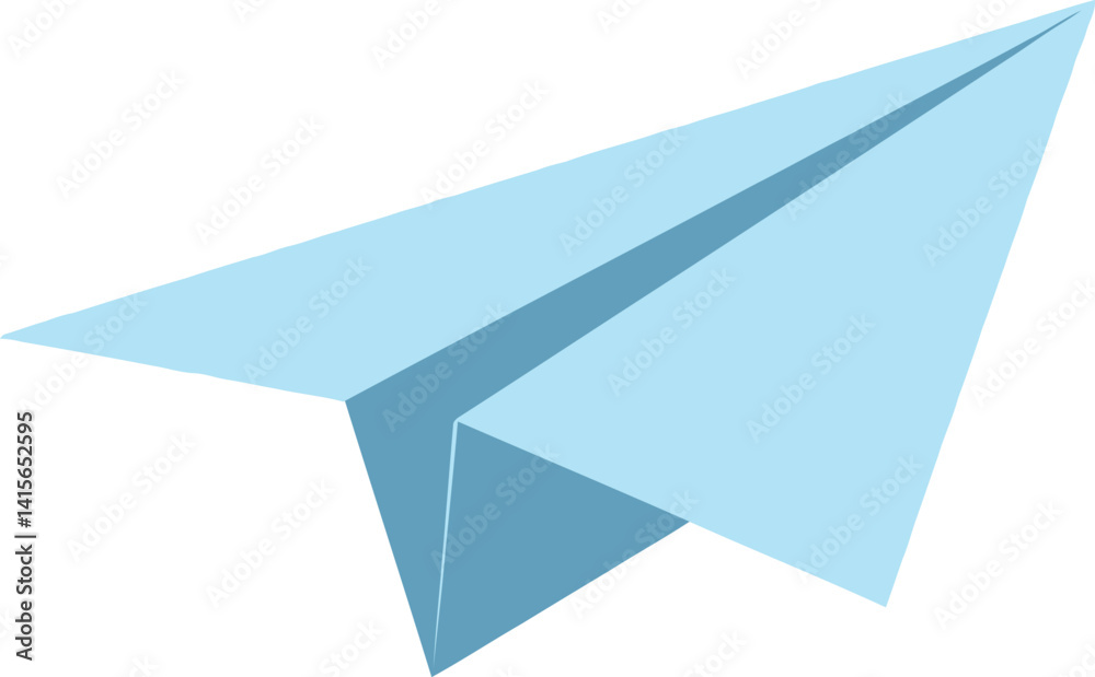 Light blue paper airplane flying in simple flat style minimal vector illustration Light blue paper airplane flying in simple flat style minimal vector illustration