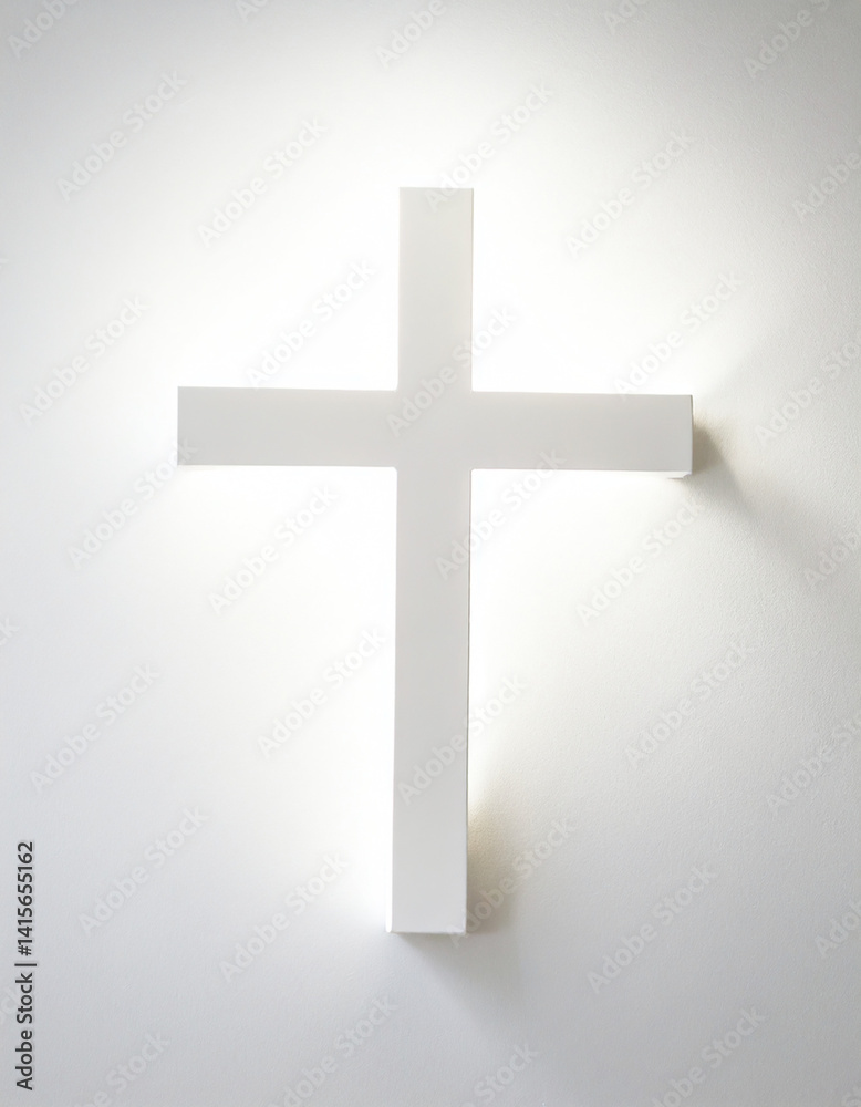 White cross on a white background. AI White cross on a white background. AI