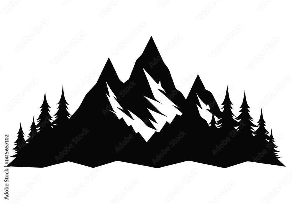 Obraz premium Mountain Forest Tree Landscape Silhouette