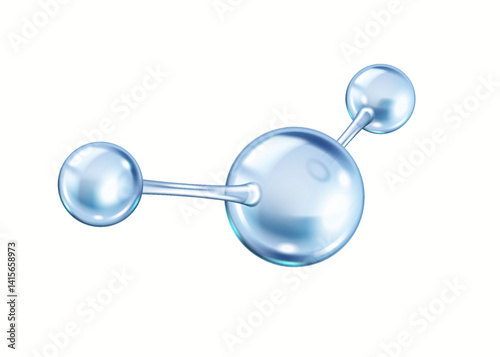 Collagen molecular structure realistic vector illustration. Interconnected atoms forming intricate network 3d object on white background