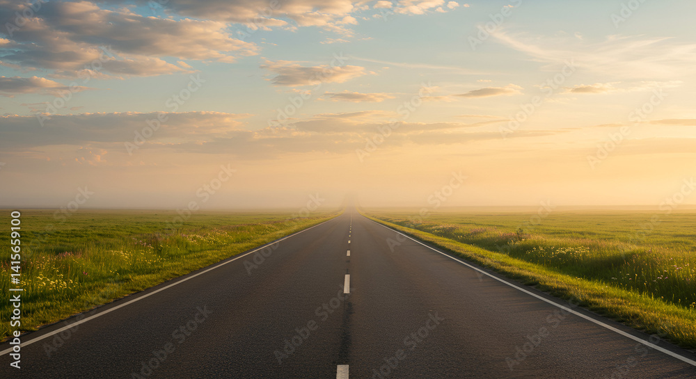 Road stretching into the distance with wide open sky above Road stretching into the distance with wide open sky above