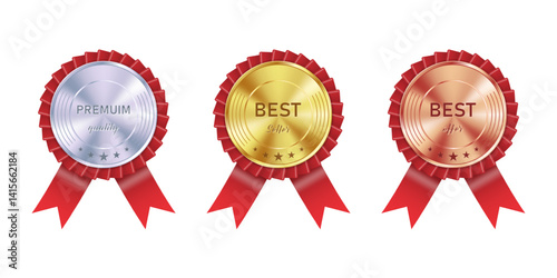 Sales and Promotional Batches Premium Quality Best Choice Award Winning Best Product Golden Labels. vector illustration