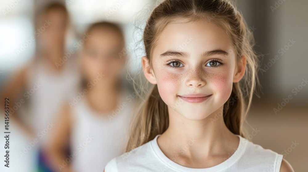 Smiling Girl Portrait with Freckles, Family, Children Smiling Girl Portrait with Freckles, Family, Children