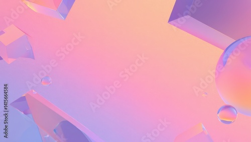 A minimalist abstract composition features a soft-textured background with a smooth gradient transitioning between pastel pink and lavender tones