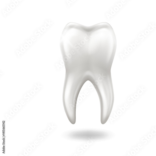 Detailed illustration of shiny healthy tooth with glossy surface isolated on white background perfect for dental care promotional materials and educational purposes with copy space