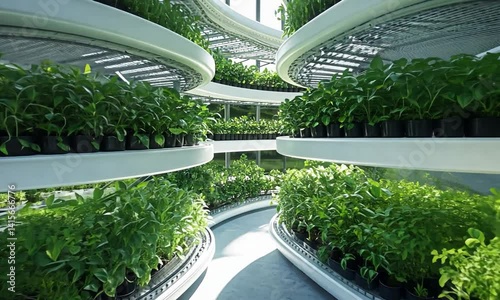 Indoor vertical garden showcasing lush greenery in a modern, sustainable farming setup