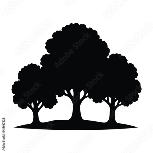 Pine trees silhouettes. Evergreen coniferous forest silhouette, nature spruce tree park view vector illustration. Coniferous woods silhouette