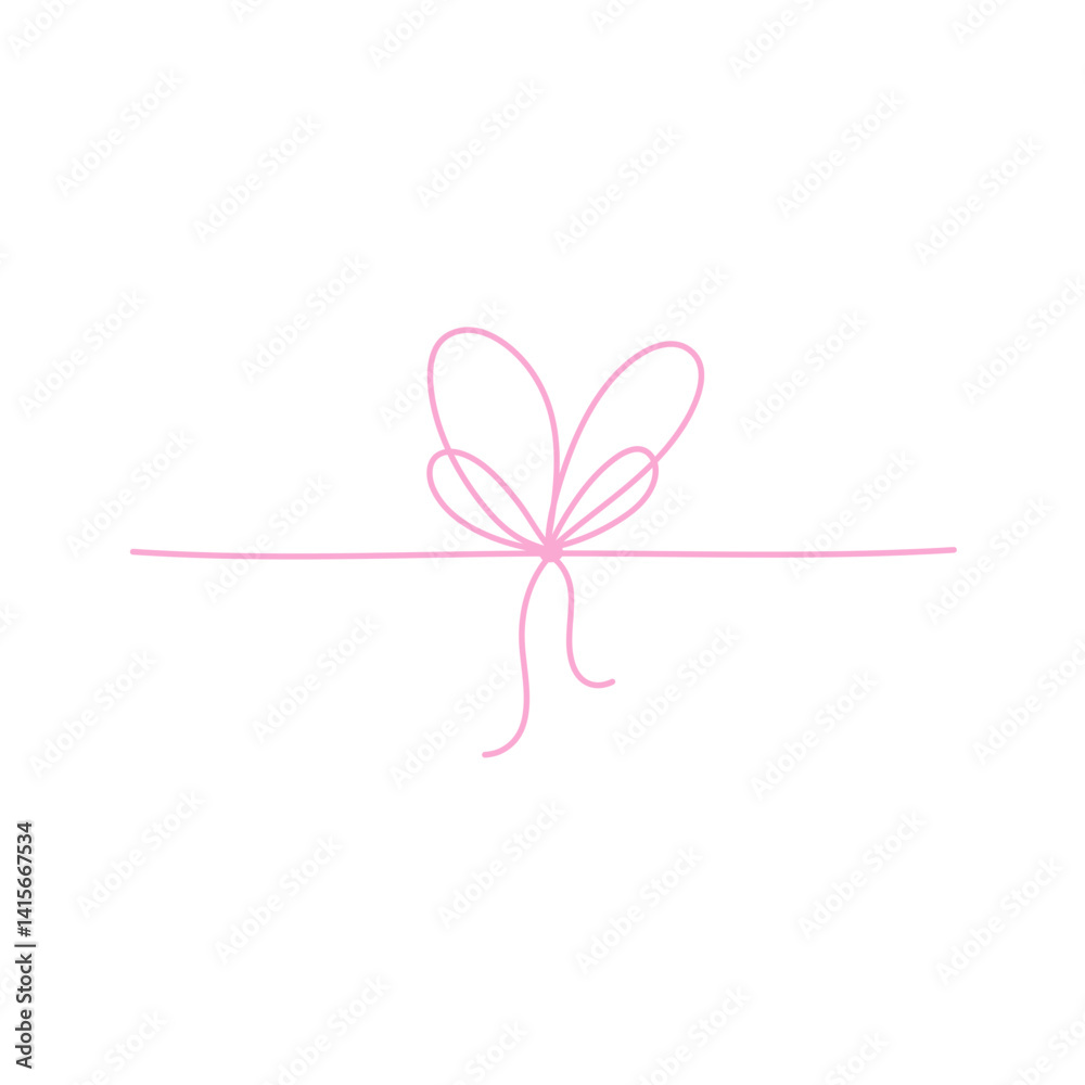 Fototapeta premium Hand drawn pink bow line
