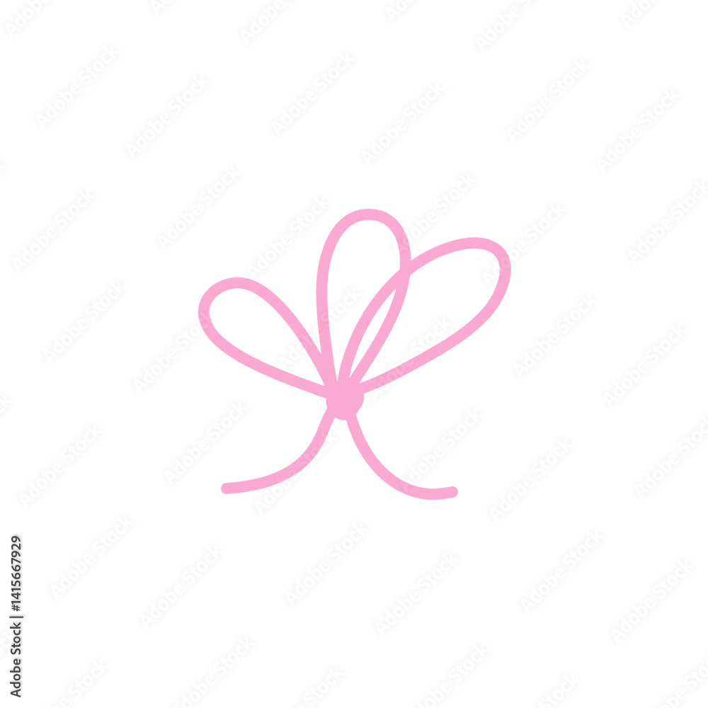 Hand drawn pink bow line Hand drawn pink bow line
