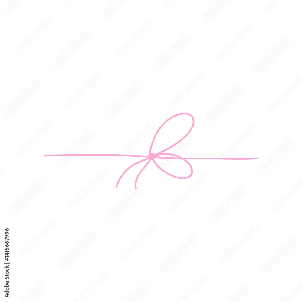 Hand drawn pink bow line Hand drawn pink bow line