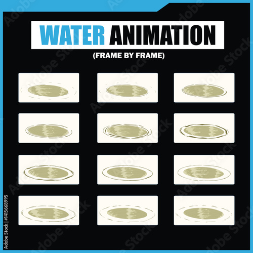Water mud Splash, mud Shower Rain, mud Bubbles, Droplets, Drip, Flow, Wave, Burst, Explosion, Ripples, Curling Swirl – 2D Water FX Sprite Sheet Vector Pack for Games and Motion Graphics