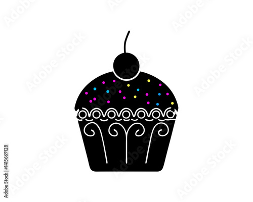 creative details Cupcake Icon Vector Illustration
