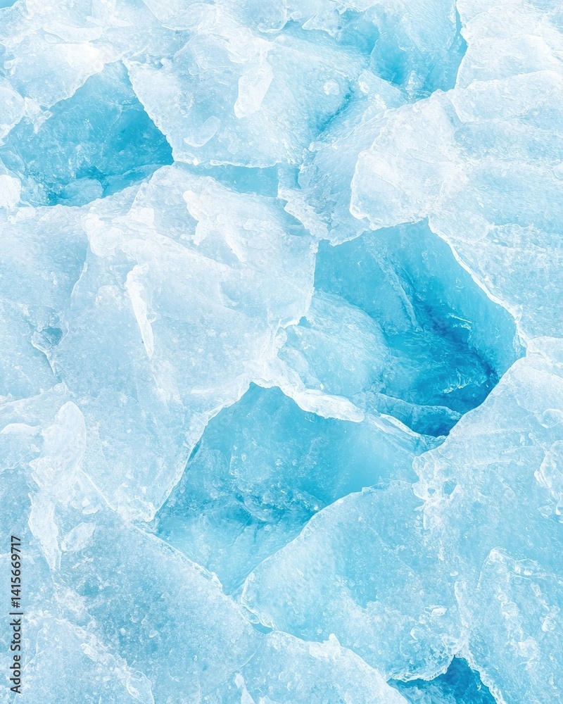 Obraz premium Frozen Majesty: A close-up shot of a dazzling expanse of glacial ice, with jagged shards and mesmerizing hues of blue, offering a breathtaking glimpse into the raw beauty of the polar region.