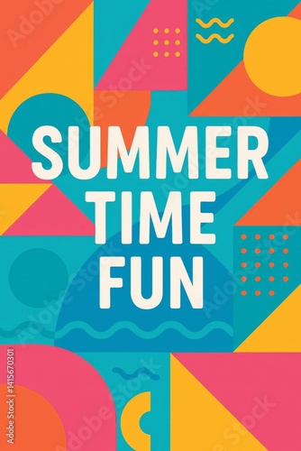 Bright and Colorful Summer Design Celebrating Fun Activities in Vibrant Patte...