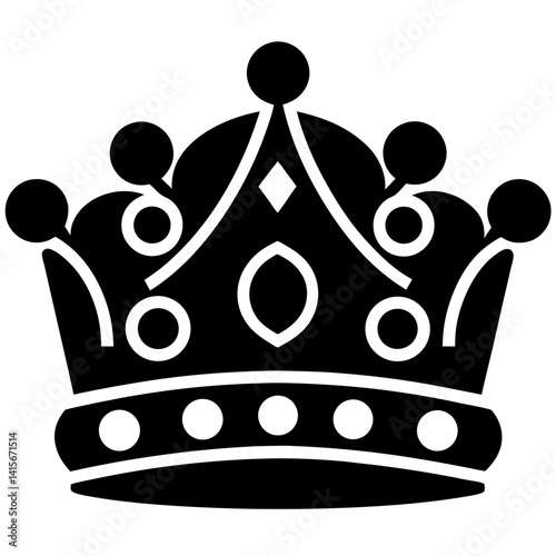 royal crown vector icon illustration black and white silhouette monarchy king queen regal throne