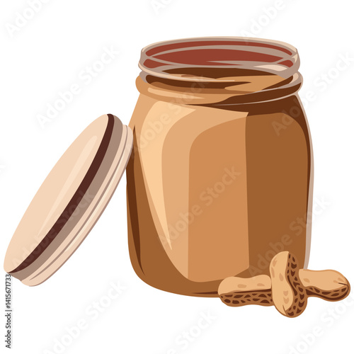 peanut butter jar nutritious snack isolated vector illustration on white background