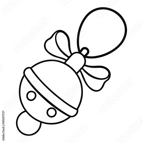 coloring book for 2 years baby A sleigh bell with ribbon on white background.