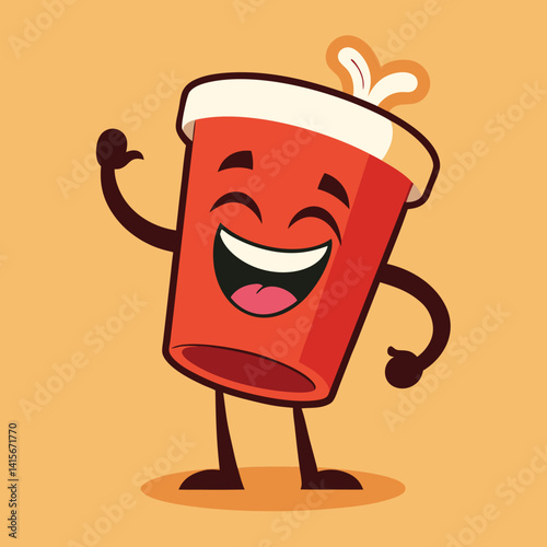 Happy red cup character