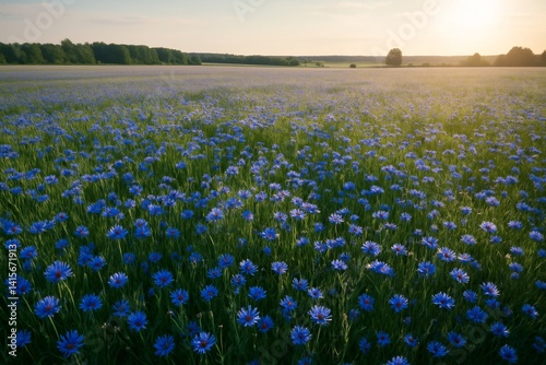 Expansive Field of Wildflowers in Bloom During Springtime