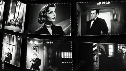 Nostalgic cinematic film stills montage evoking classic Hollywood glamour