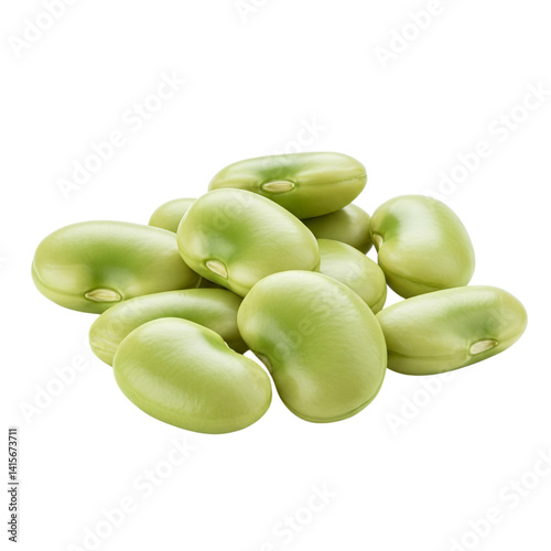 A vibrant pile of fresh, plump broad beans, bursting with healthy goodness and ready for culinary adventures, against a clean white background.