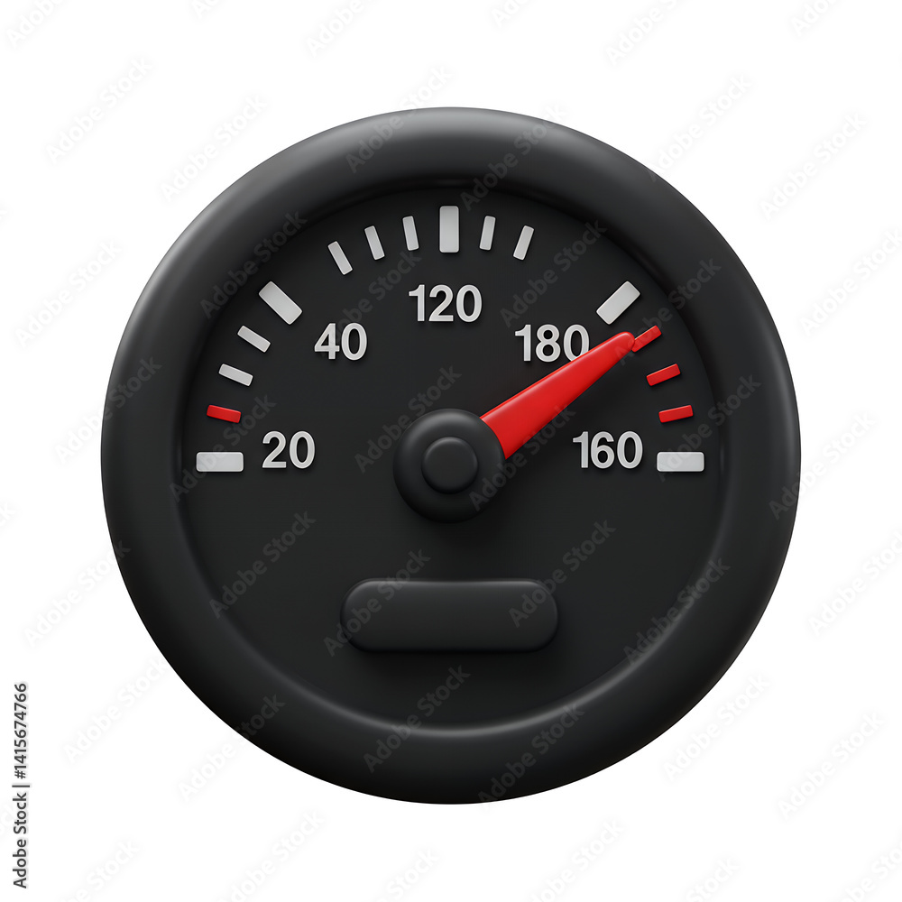 Analog Gauge Showing High Reading with Red Needle on Black Dial Analog Gauge Showing High Reading with Red Needle on Black Dial
