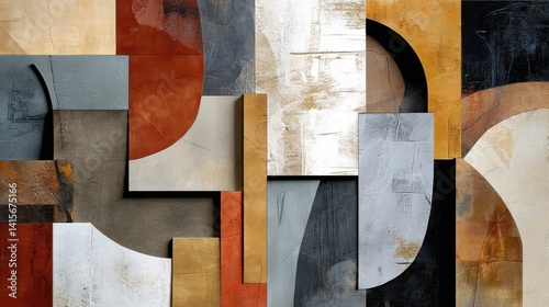 Wallpaper Mural Abstract Geometric Painting with Multicolored Textures and Overlapping Panels Torontodigital.ca