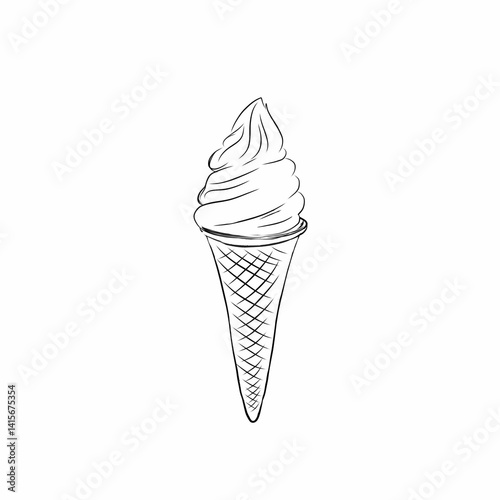 lice cream cone sketch illustration without background