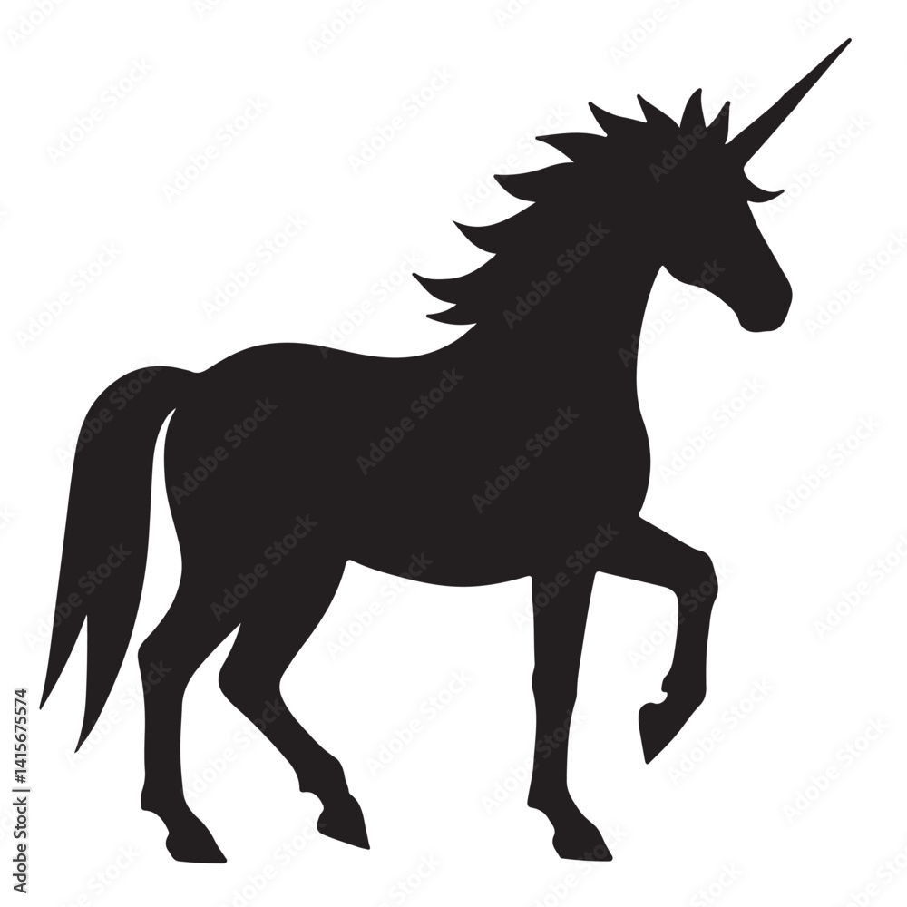 Unicorn Silhouette Vector – Magical Fantasy Icon for Fairytale, Mythical, and Whimsical Designs Unicorn Silhouette Vector – Magical Fantasy Icon for Fairytale, Mythical, and Whimsical Designs