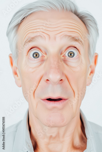 Surprised Senior Man Closeup Expression