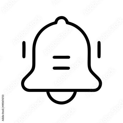 notification bell outline with three small lines - flat stroke icon for apps and websites
