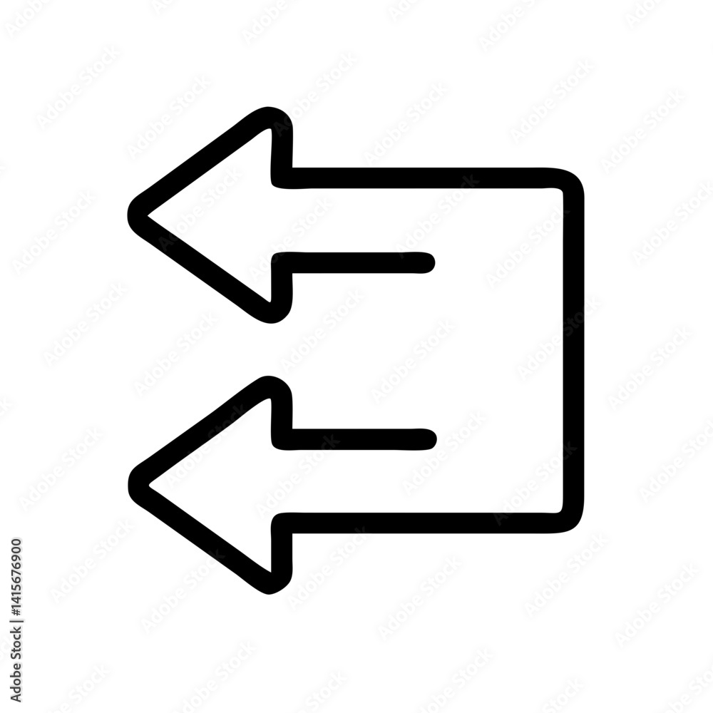load balancer server outline with directional arrows - flat stroke icon for apps and websites
