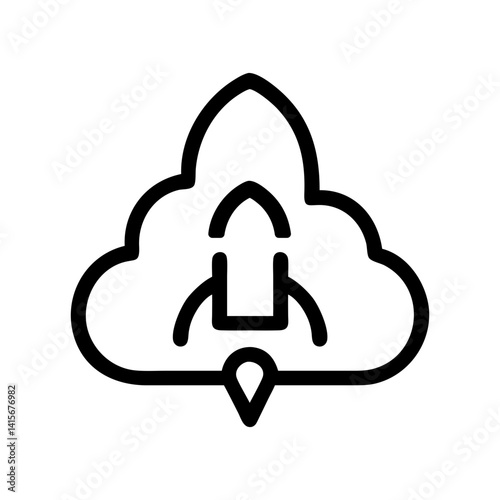 deployment icon for software launches and automation workflows - flat stroke icon for apps and websites
