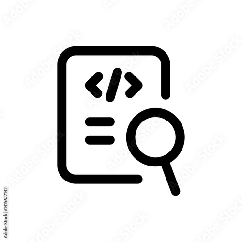 code review icon for software auditing and validation workflows - flat stroke icon for apps and websites
