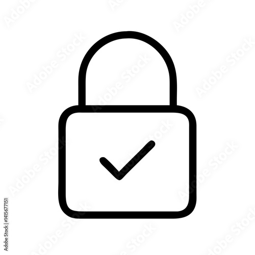authorization security icon for access control and encrypted authentication - flat stroke icon for apps and websites
