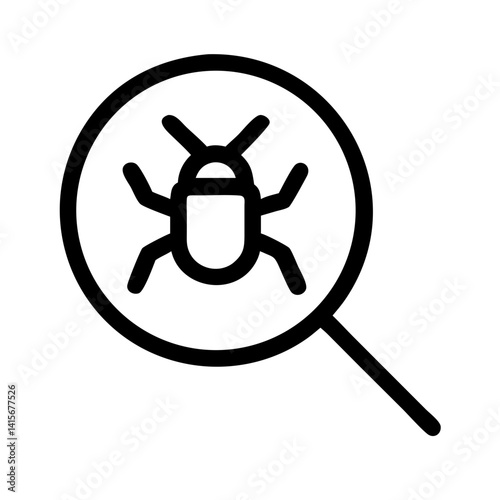 debugging bug inspection icon for software testing and cybersecurity - flat stroke icon for apps and websites
